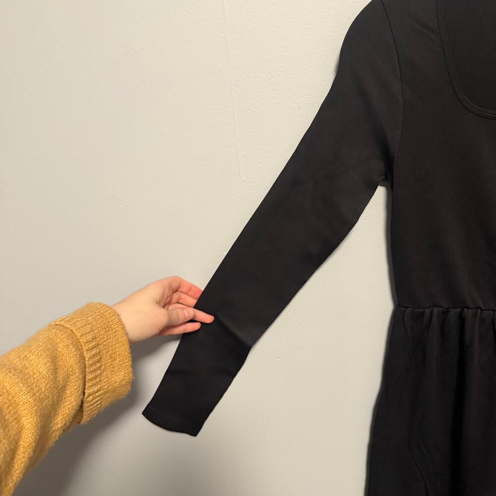 OQQ Black Square Neck Long Sleeve Wide Leg Jumpsuit Small - Picture 6 of 6